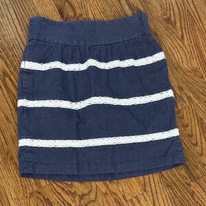 Banana Republic Skirt Size 0 Blue Denim Look Lace Stripe Elastic Waist